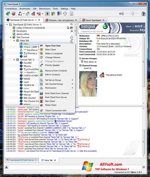 Screenshot TeamSpeak untuk Windows 7