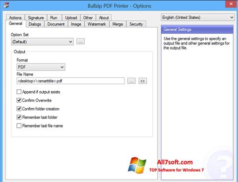 Screenshot BullZip PDF Printer untuk Windows 7