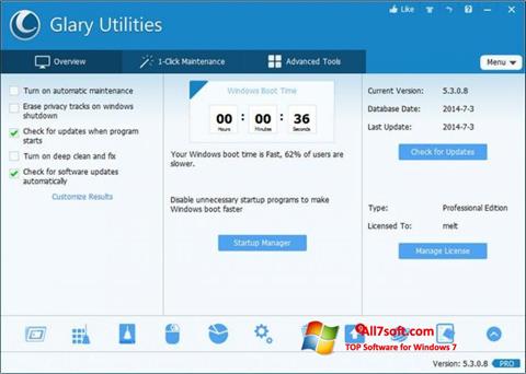 Screenshot Glary Utilities Pro untuk Windows 7