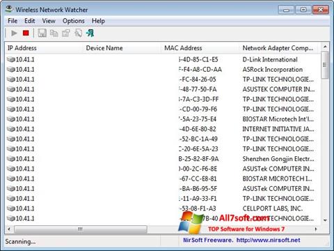 Screenshot Wireless Network Watcher untuk Windows 7