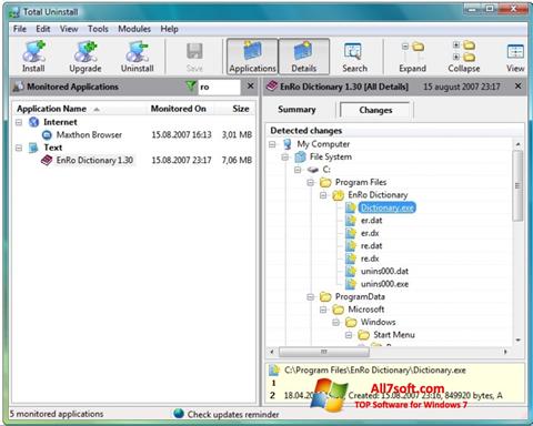 Screenshot Total Uninstall untuk Windows 7
