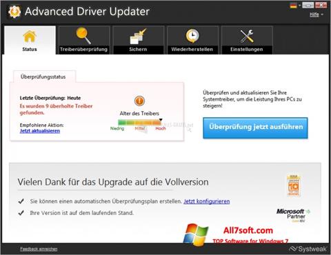 Screenshot Advanced Driver Updater untuk Windows 7