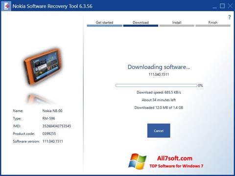 Screenshot Nokia Software Recovery Tool untuk Windows 7