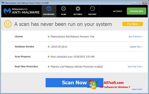 Screenshot Malwarebytes Anti-Malware untuk Windows 7