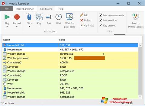 Screenshot Mouse Recorder untuk Windows 7