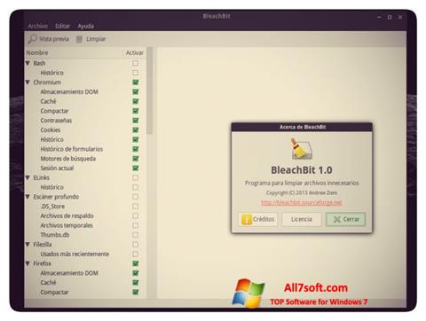 Screenshot BleachBit untuk Windows 7