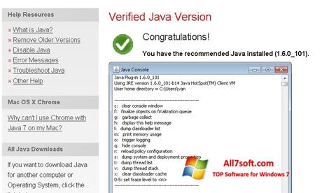 Screenshot Java untuk Windows 7