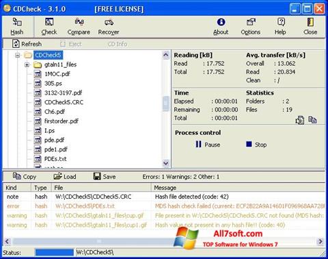 Screenshot CDCheck untuk Windows 7