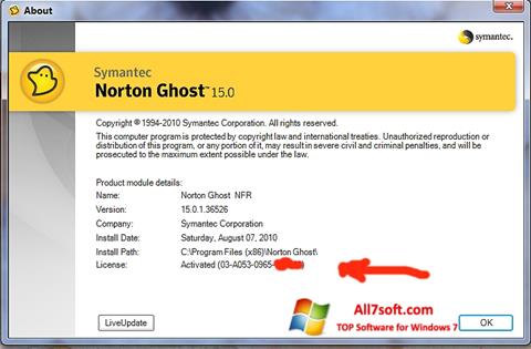 Screenshot Norton Ghost untuk Windows 7