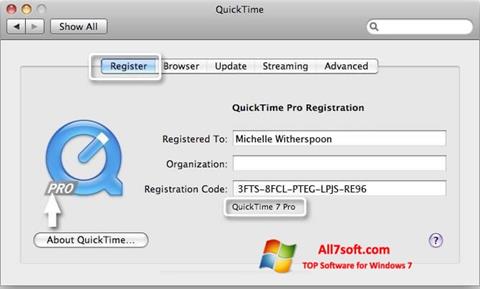 Screenshot QuickTime Pro untuk Windows 7