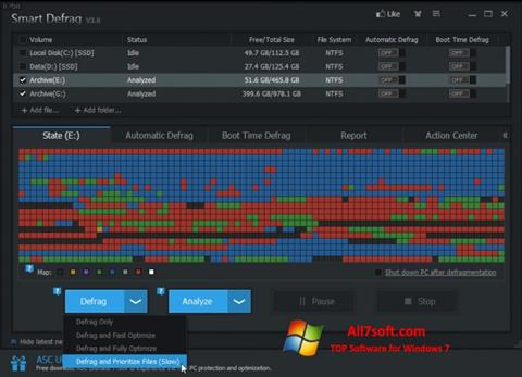 Screenshot Smart Defrag untuk Windows 7