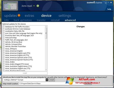 Screenshot Garmin Express untuk Windows 7