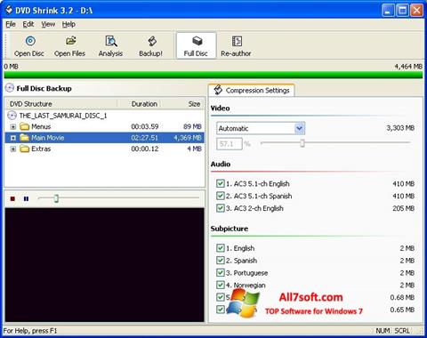 Screenshot DVD Shrink untuk Windows 7