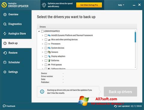 Screenshot Auslogics Driver Updater untuk Windows 7