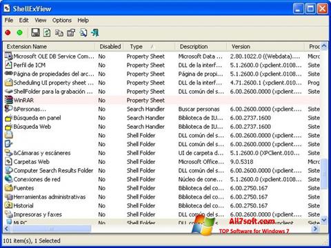 Screenshot ShellExView untuk Windows 7