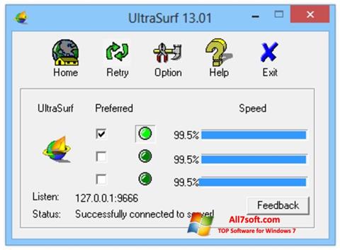 Screenshot UltraSurf untuk Windows 7
