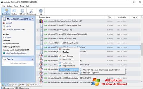Screenshot Uninstall Tool untuk Windows 7