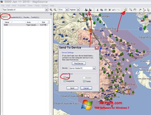 Screenshot MapSource untuk Windows 7