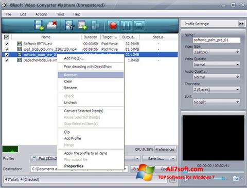 Screenshot Xilisoft Video Converter untuk Windows 7