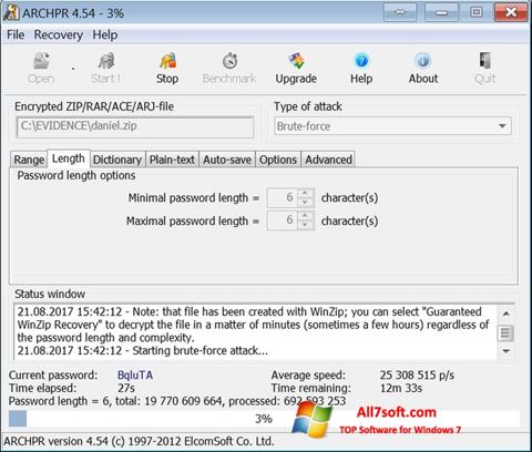 Screenshot Advanced Archive Password Recovery untuk Windows 7