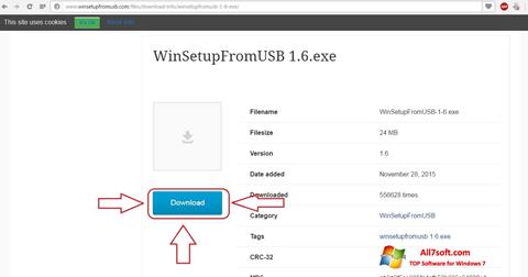 Screenshot WinSetupFromUSB untuk Windows 7