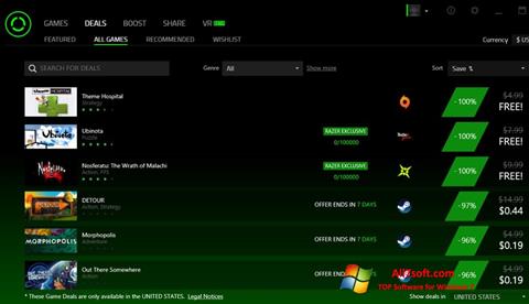 Screenshot Razer Cortex untuk Windows 7